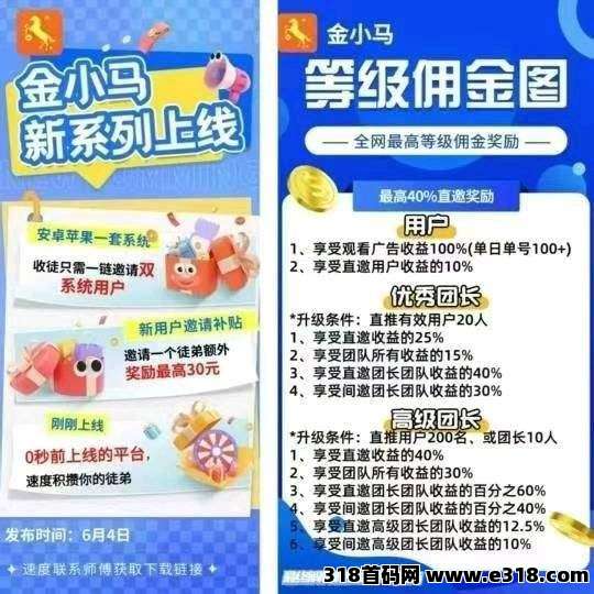 金小马，零撸广告赚，保底收益高，不养机，放水中，拉新奖励