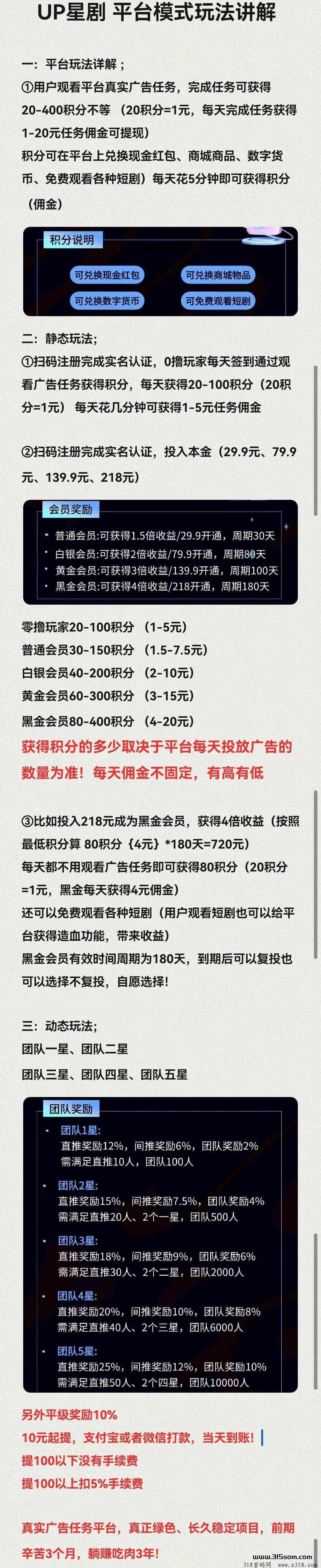 UP星剧，可零撸可投资，零撸天花板，团队扶持