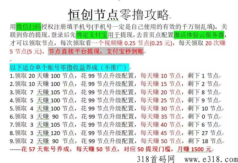 恒创节点大项目，每天**