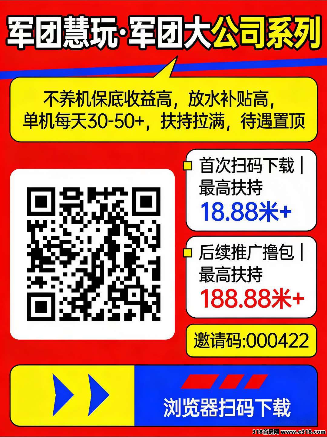 首码军团慧玩，高额扶持开启财富大门，零撸看广告，轻松收益不养机，扶持拉满